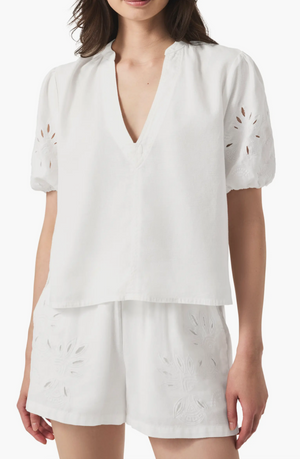 Splendid Cayden  Embroidered Blouse | White