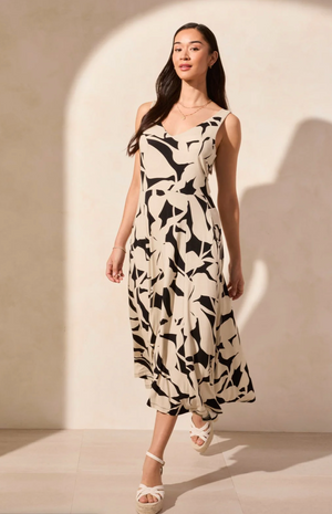 Tribal Printed Sleeveless High Low Dress | Safari