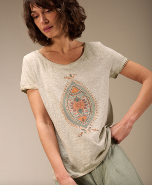 Nile 100% Organic T-Shirt | Greige & Berry