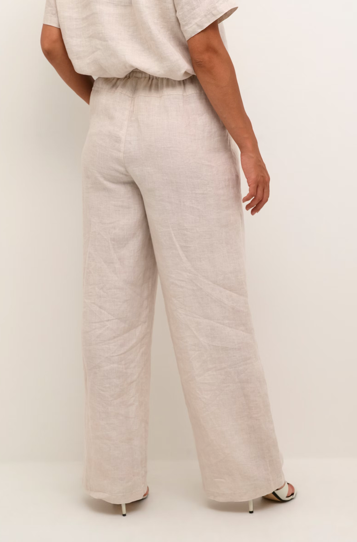 Cream Bellis 100% Linen Pant | Sand