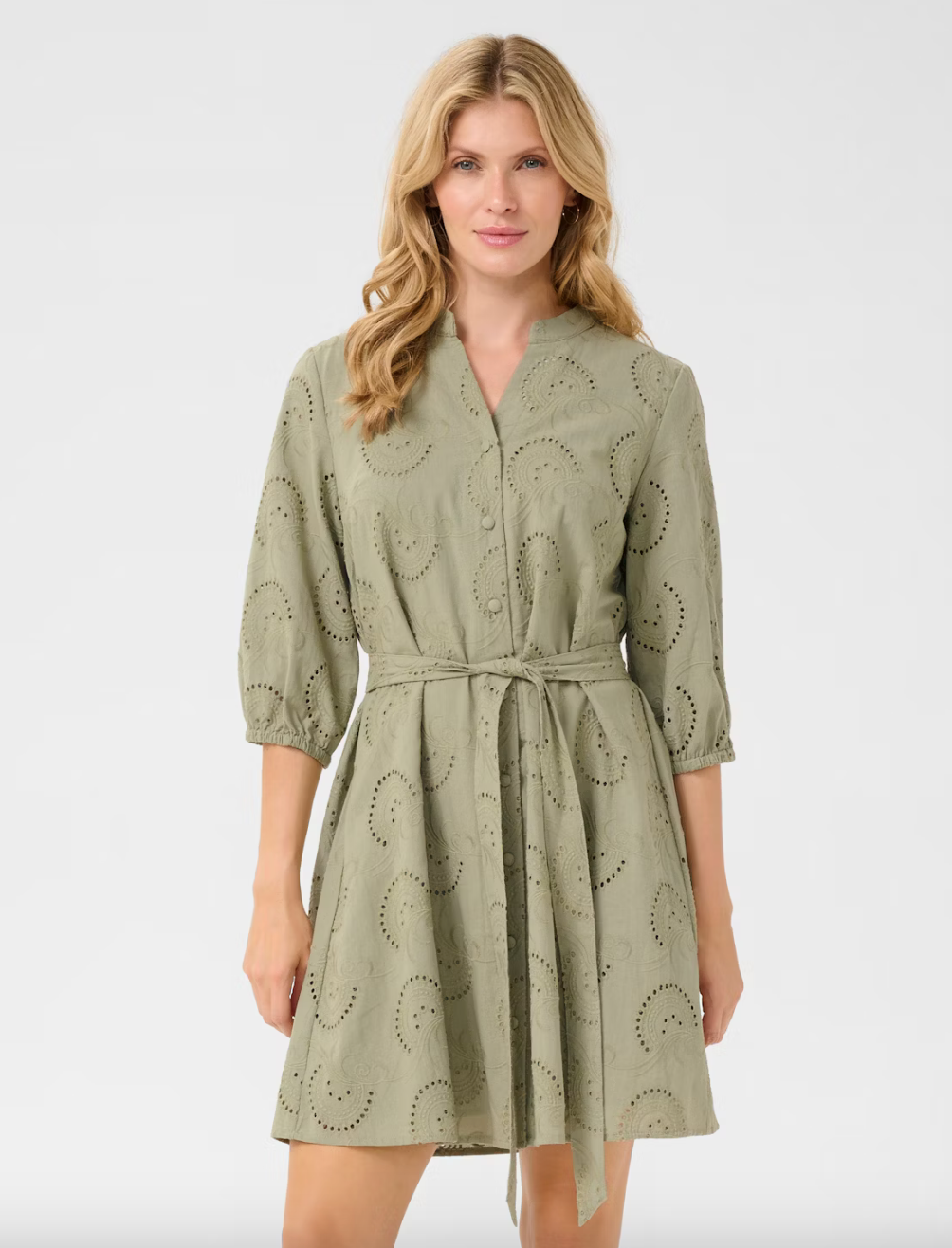 Cream 100% Cotton Delia Short Dress | Tea