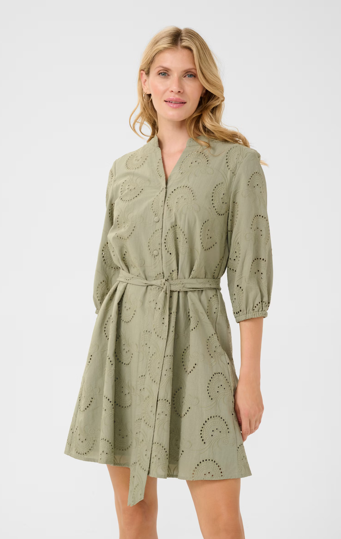 Cream 100% Cotton Delia Short Dress | Tea