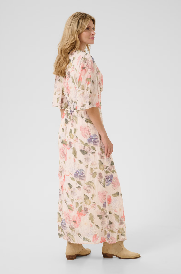 Cream Hailey Long Dress | Flower