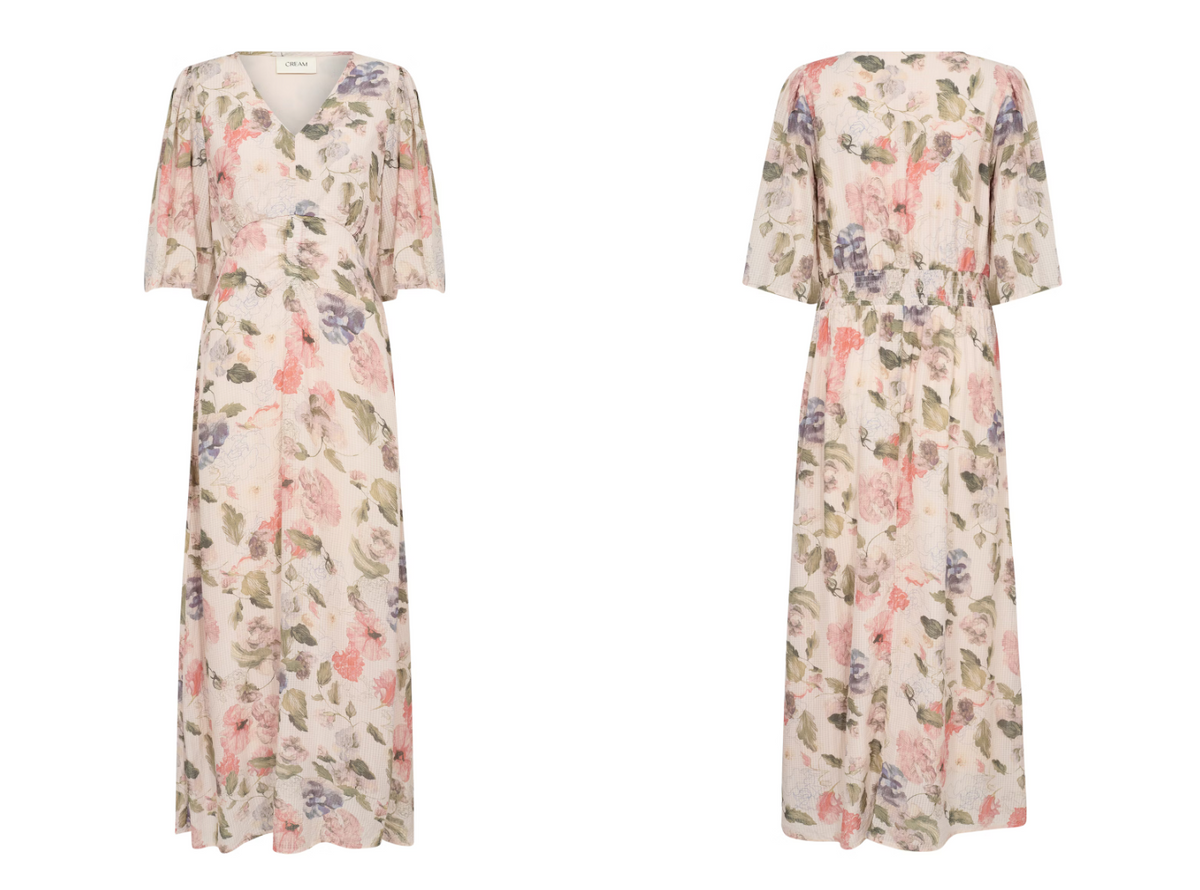 Cream Hailey Long Dress | Flower