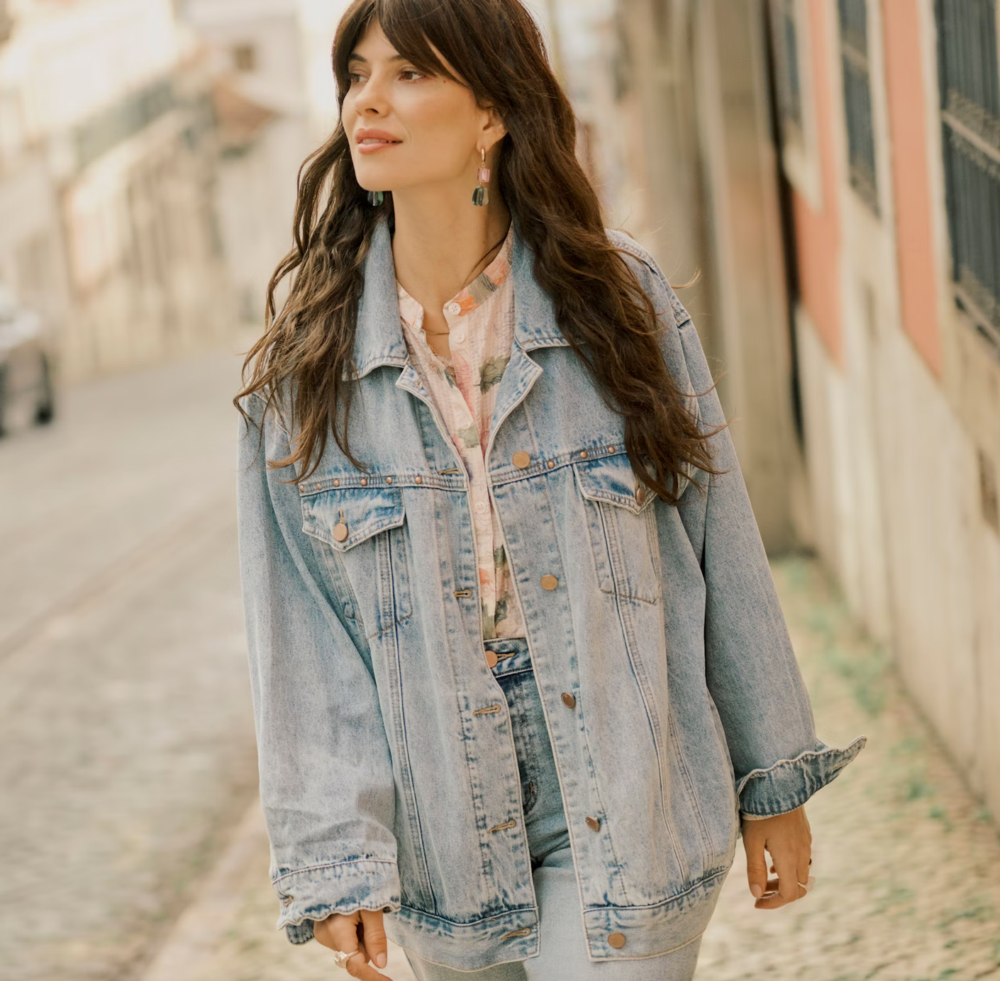 Cream Gigi Denim Jacket With Heart Back