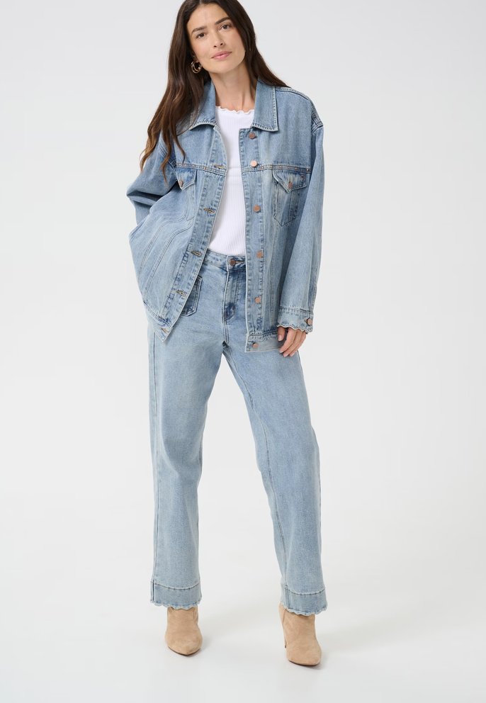 Cream Gigi Denim Jacket With Heart Back