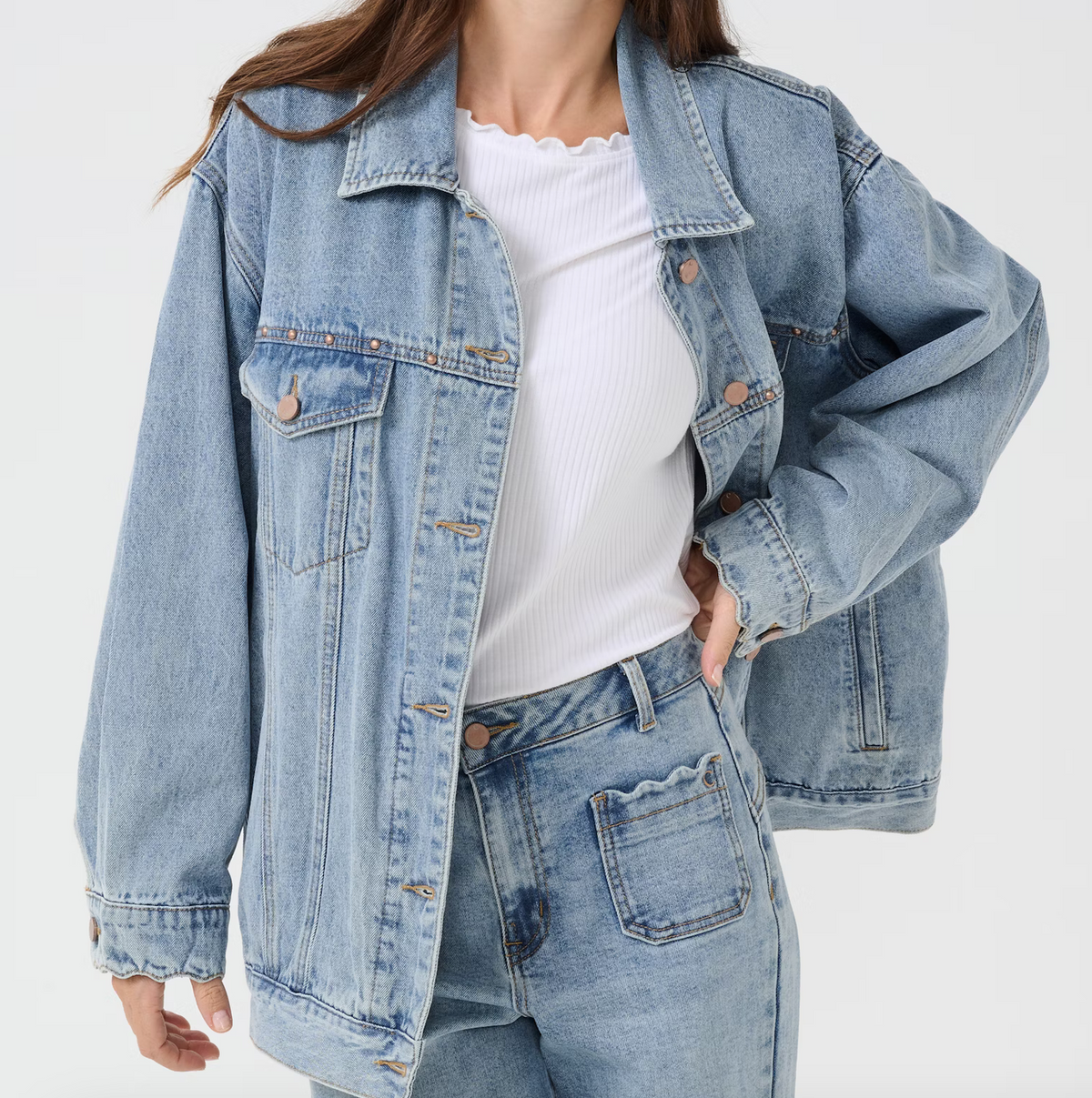 Cream Gigi Denim Jacket With Heart Back