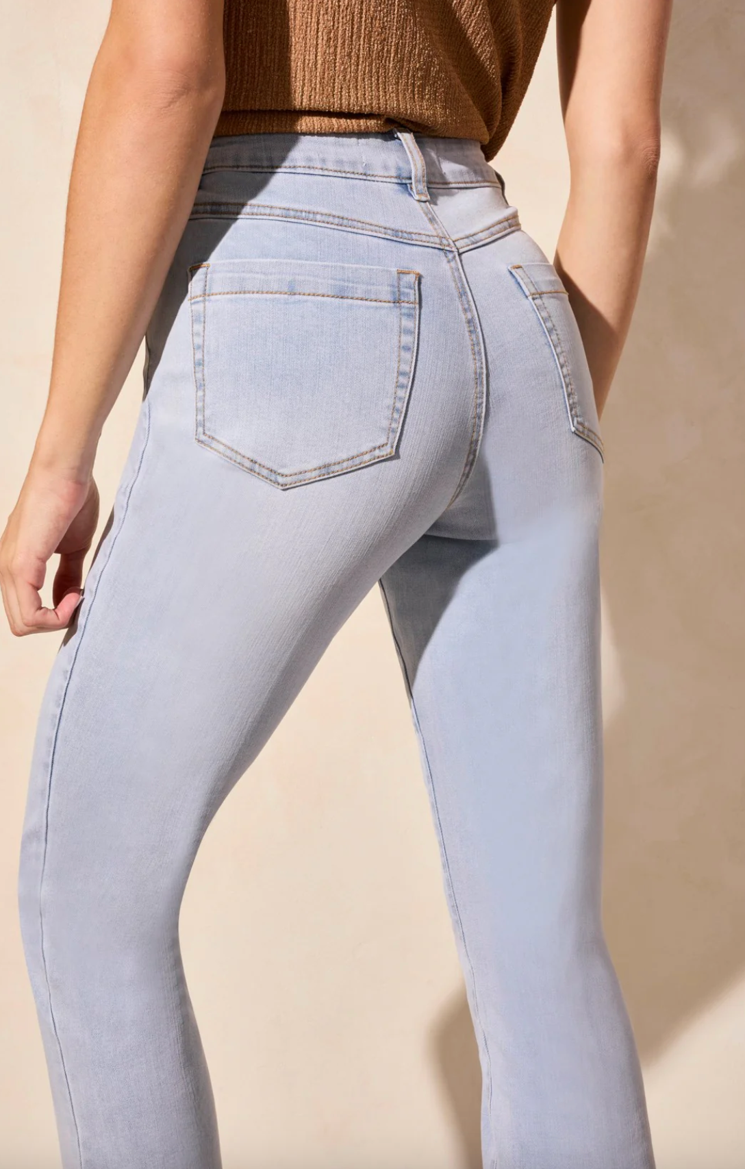 Tribal Audrey Pull-On Crop Straight Jeans With Front Crease | Lt Surf + White