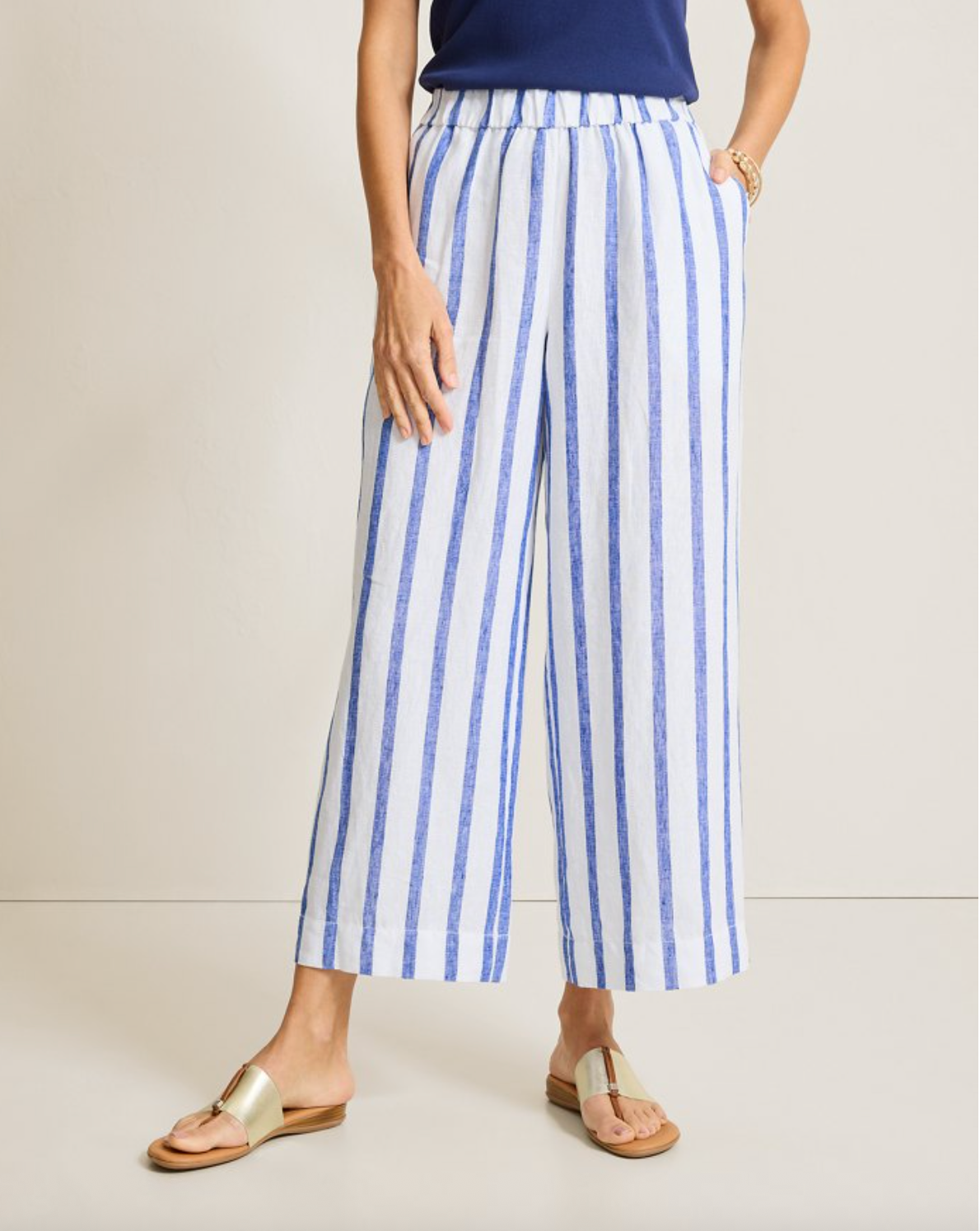 Tommy Bahama Two Palms Isla Sol Linen Culotte Pants | Cobalt Haze