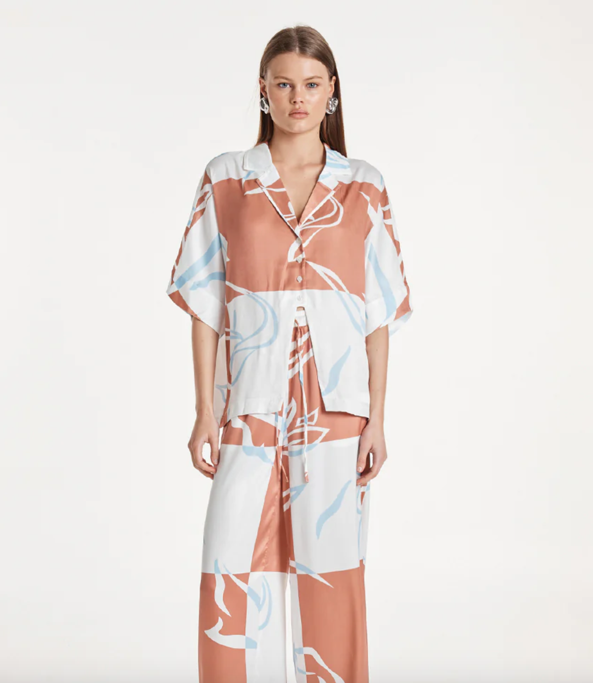 Madison The Label Irena Shirt | Floral Check