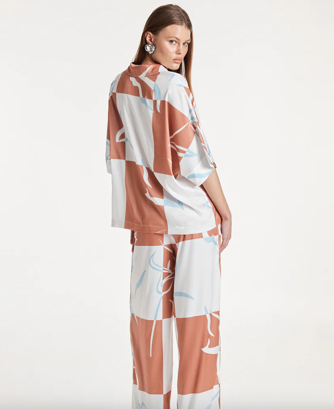 Madison The Label Irena Shirt | Floral Check