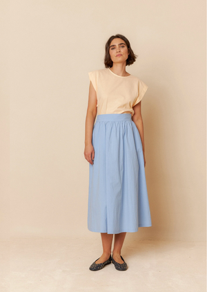 Indi & Cold Poplin Midi Skirt | Blue