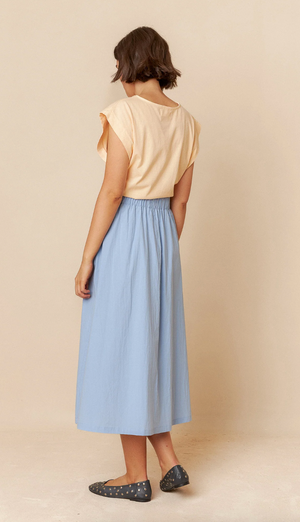 Indi & Cold Poplin Midi Skirt | Blue