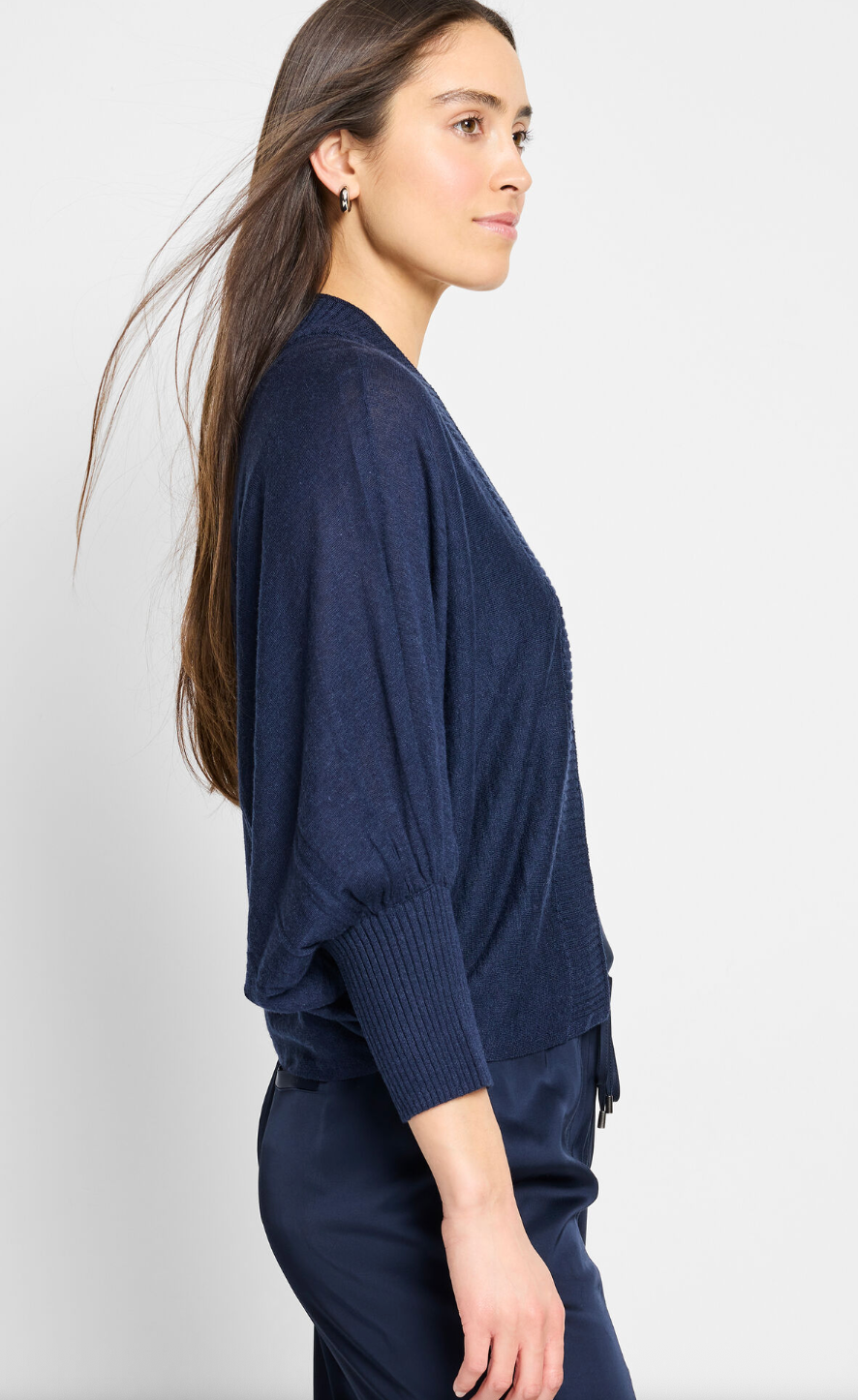 Nic & Zoe Ramie Crush Cardigan | Indigo