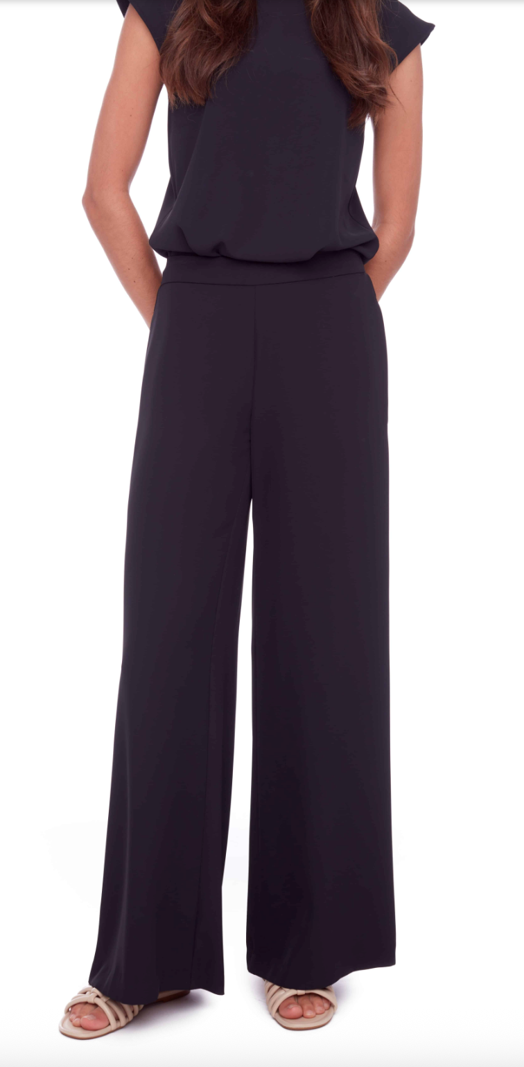 Up! Solid Vegan Wide Leg  Pant | Black