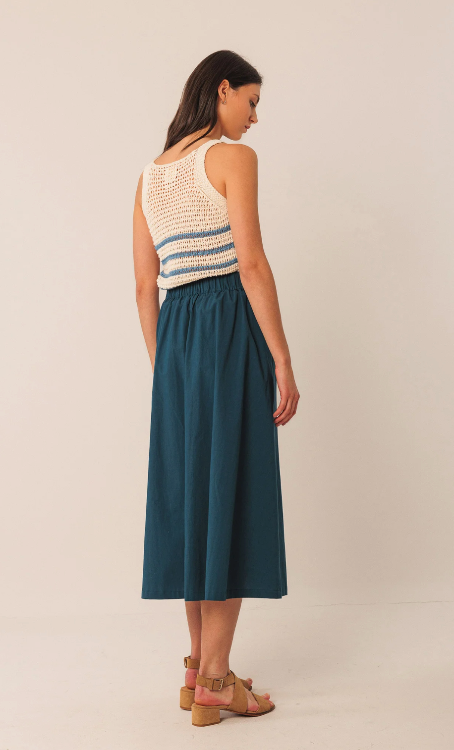 Indi & Cold Poplin Midi Skirt | Blue