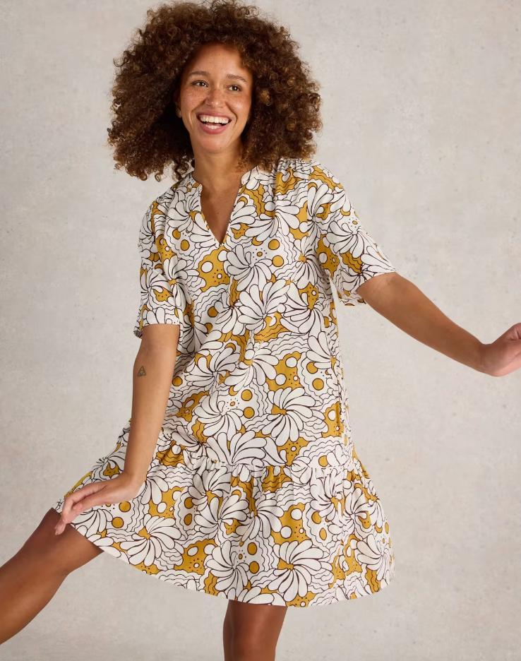 White Stuff Otta Linen Blend Dress | Yellow