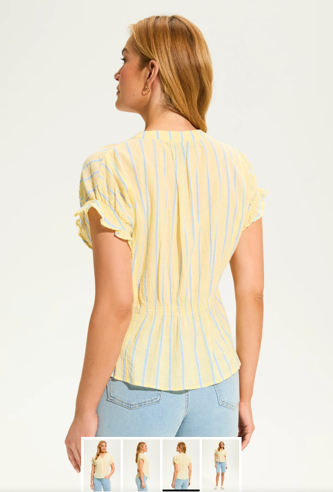 French Dressing Crinkle Striped Top | Calypso Blue + Lemonade