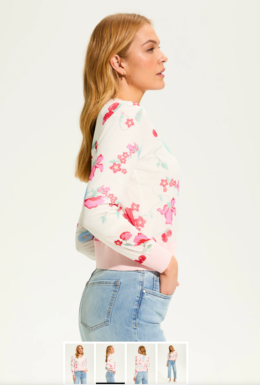 French Dressing Printed Mesh Cardigan | Strawberry