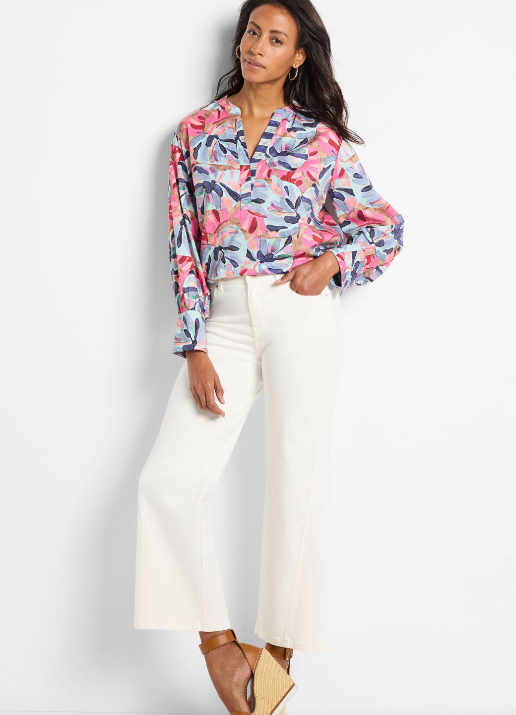 Nic & Zoe Foliage Woven Top | Firework
