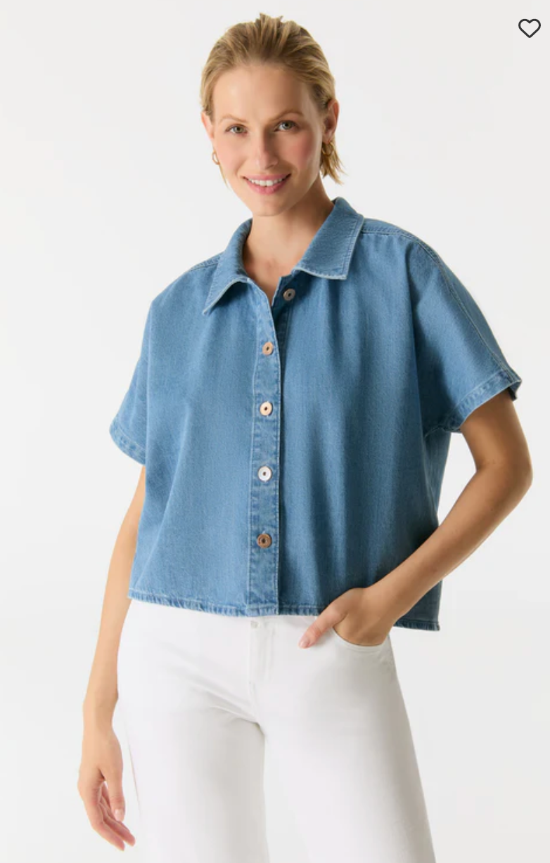 Jennifer Cropped Denim Shirt | Medium Blue