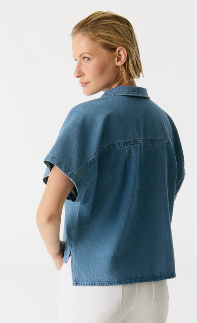 Jennifer Cropped Denim Shirt | Medium Blue