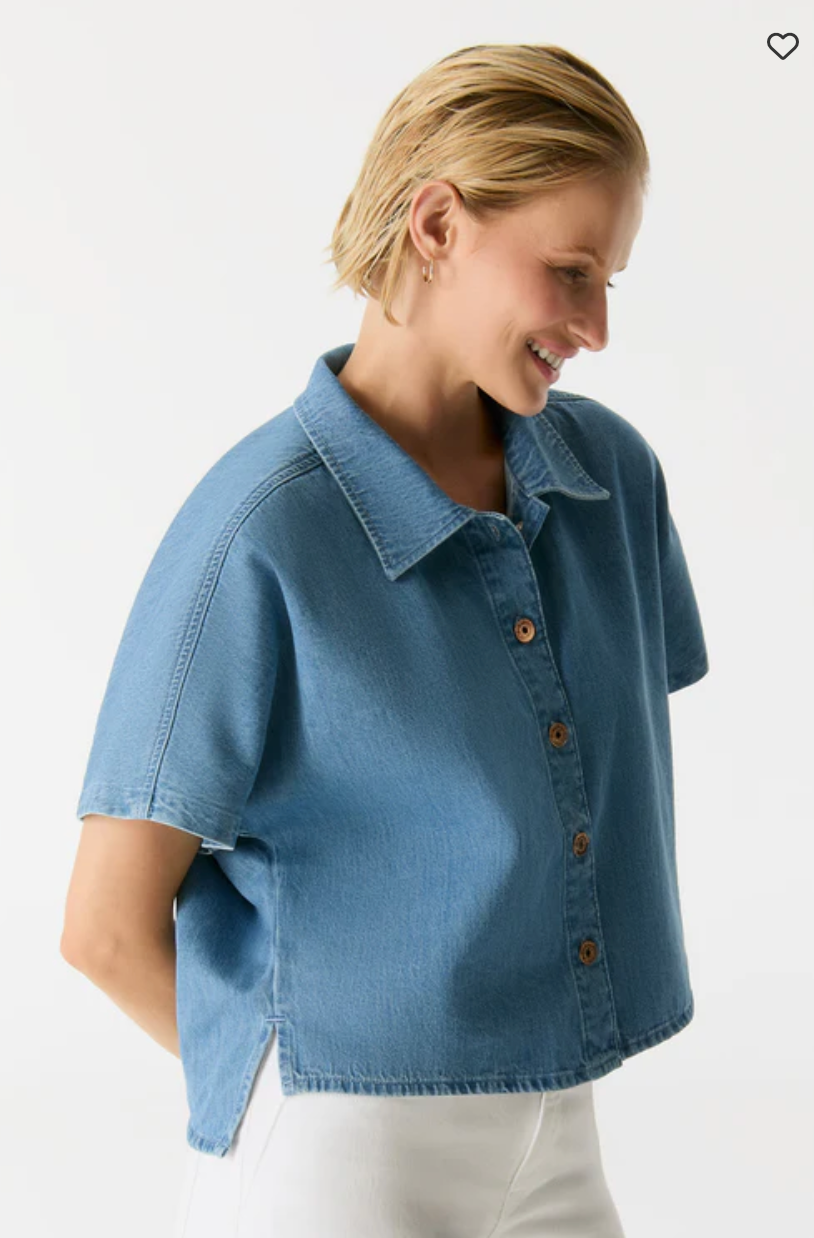 Jennifer Cropped Denim Shirt | Medium Blue