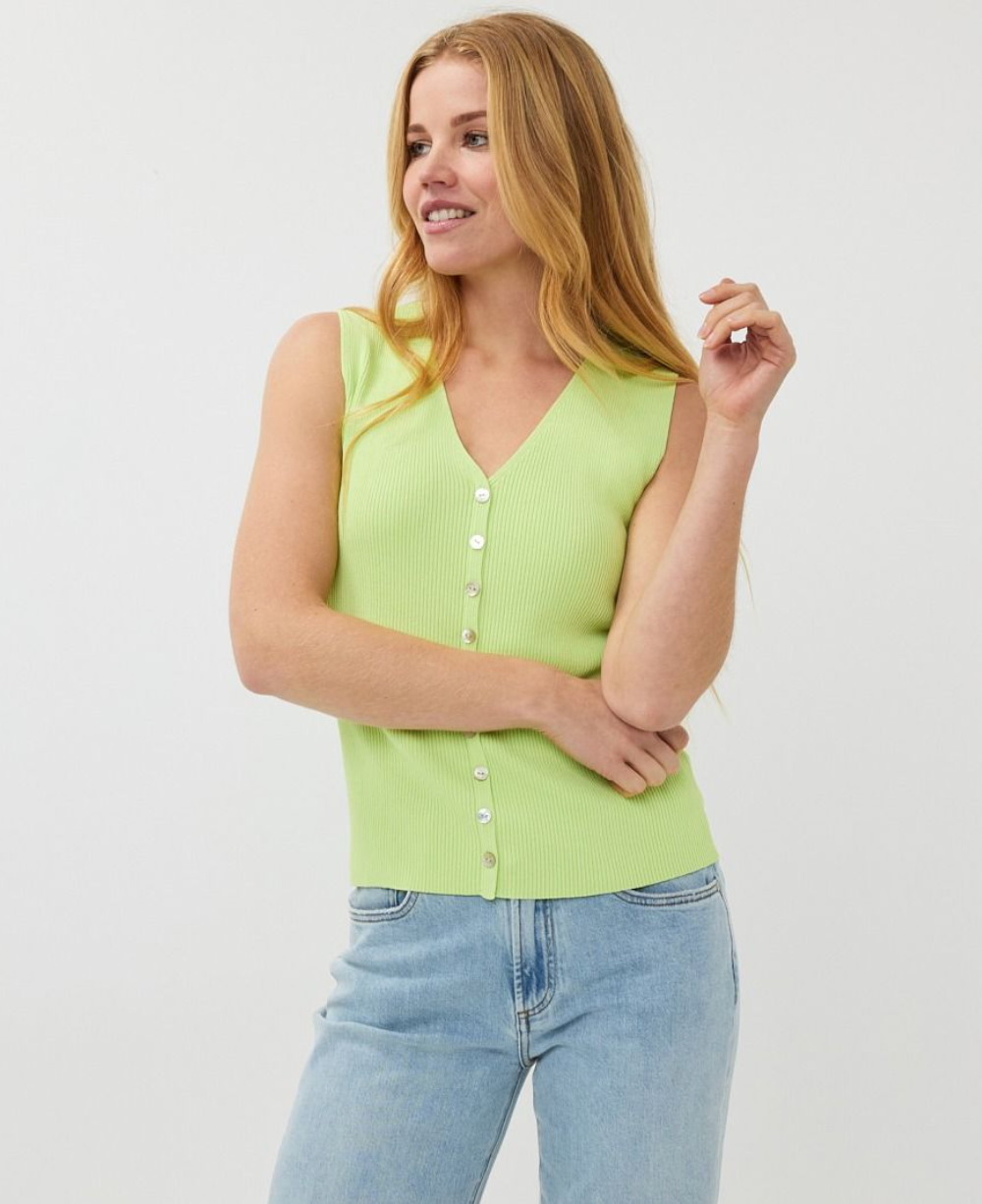 Esqualo Sleeveless V-neck Top | Apple