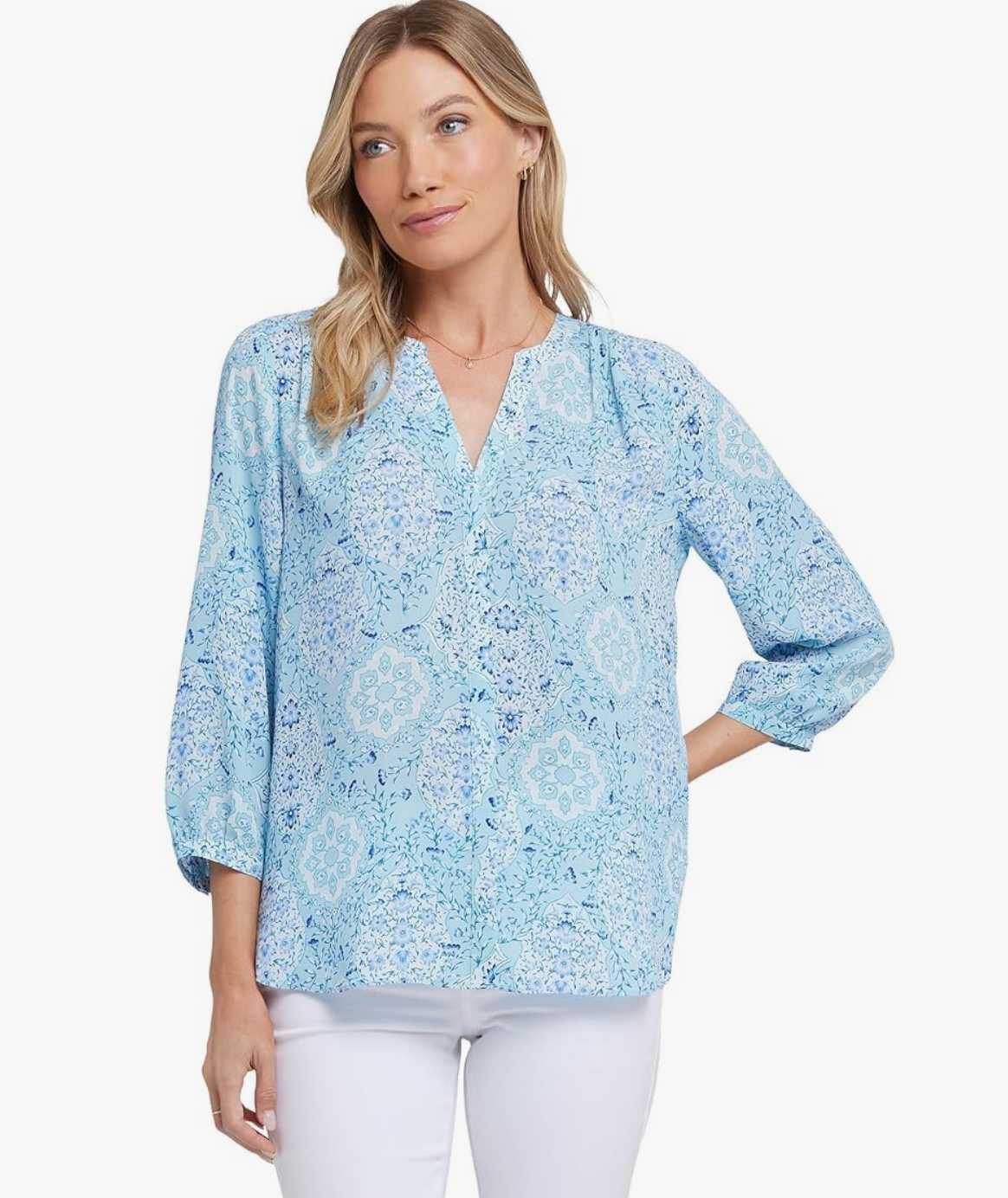 NYDJ Pintuck Blouse | Campos Das Cortes + Lora Del Rio