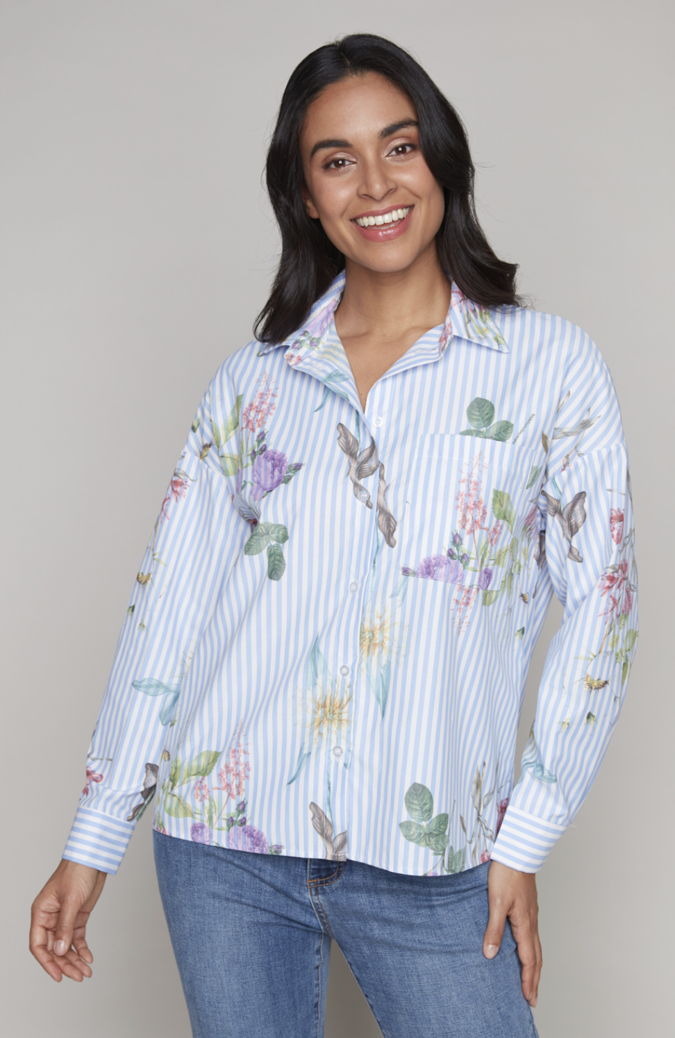 Carre Noir Woven Top | Blue