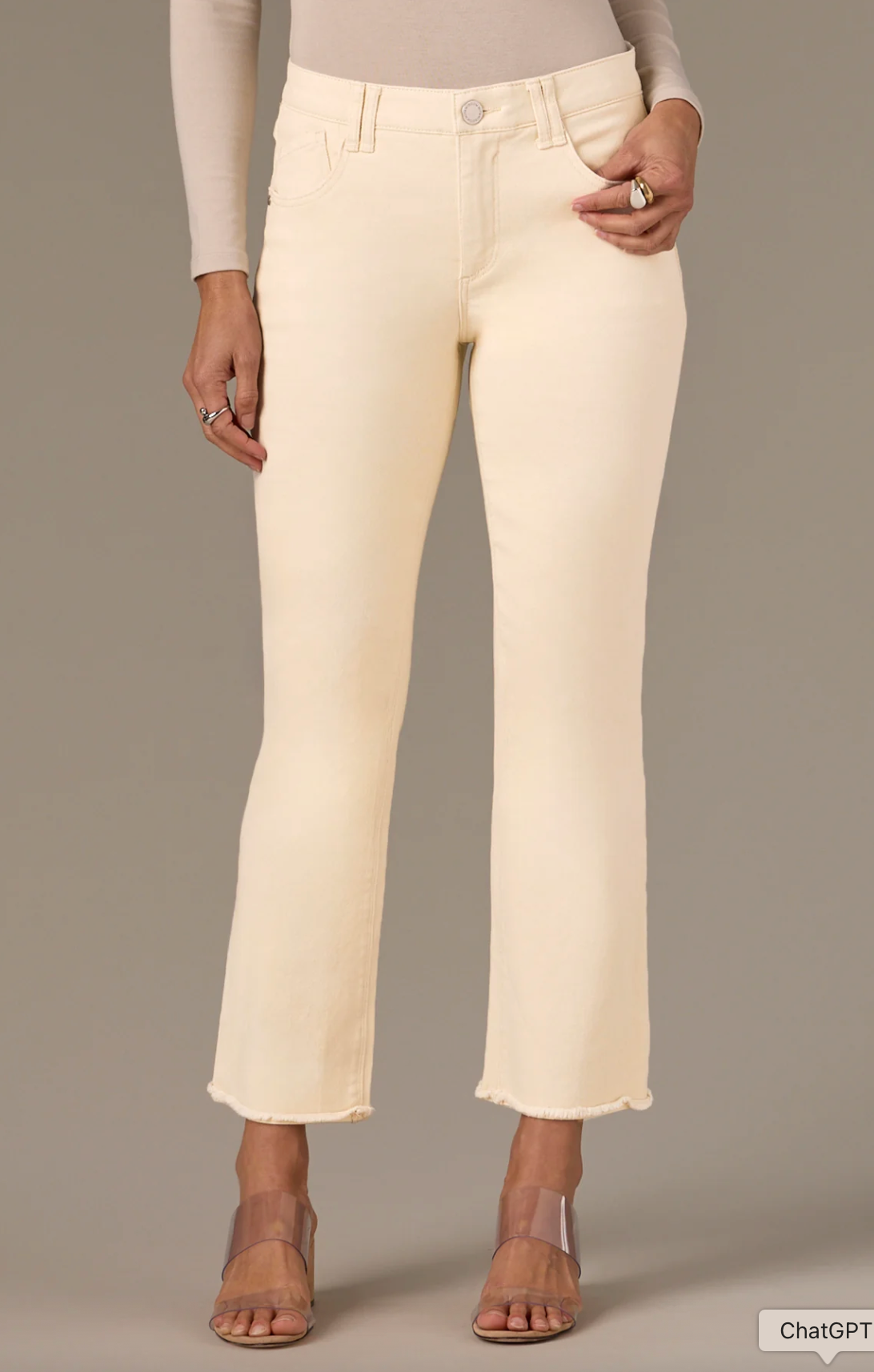 Wit & Wisdom Tatum Hirise Itty Bitty Flare | Ecru