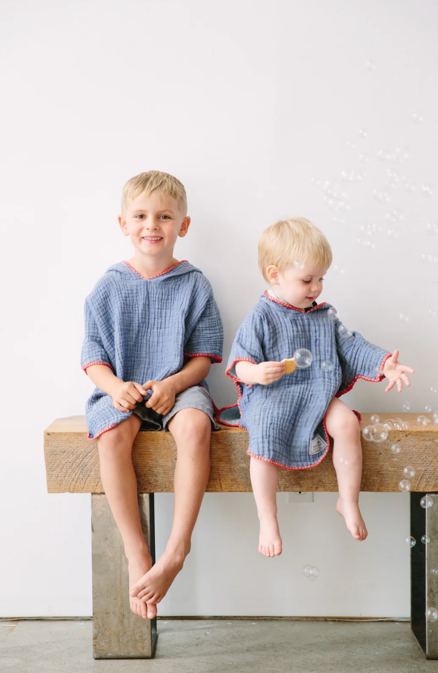 Tofino Towel The Pebble Poncho | Coral + Grey + Indigo + Seashell