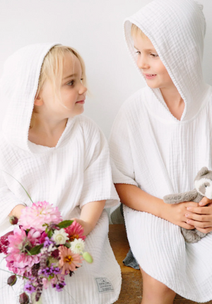 Tofino Towel The Pebble Poncho | Coral + Grey + Indigo + Seashell