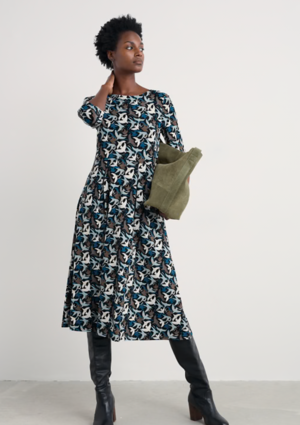 Seasalt Wild Bouquet 3/4 Sleeve Midi Dress | Onyx