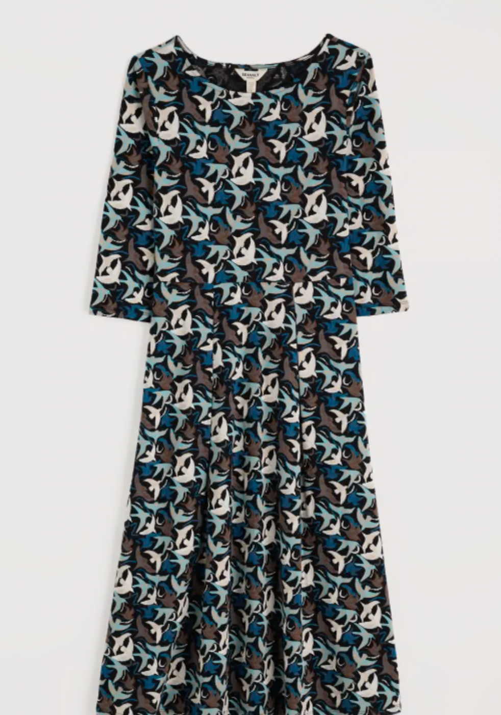 Seasalt Wild Bouquet 3/4 Sleeve Midi Dress | Onyx