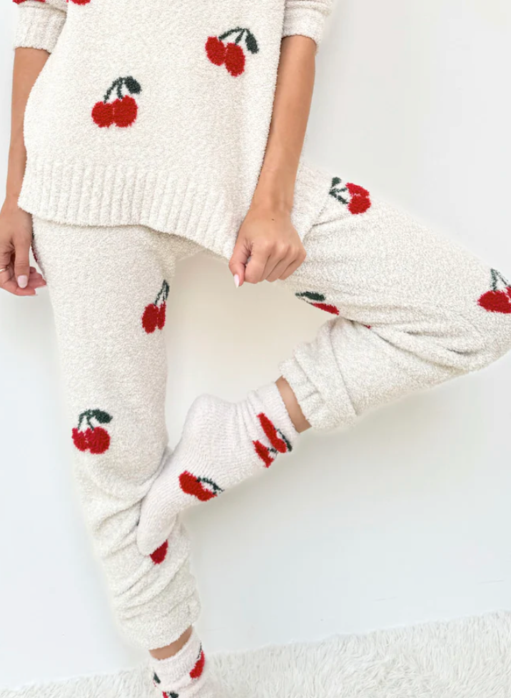 Splendid Fuzzy Sweater Pajamas Set | Cherries