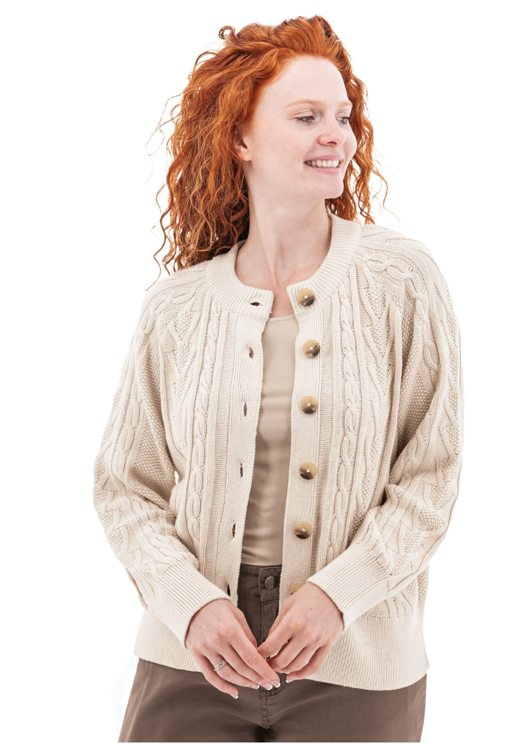 Aventura Cascade Cable Knit Cardigan | Ecru