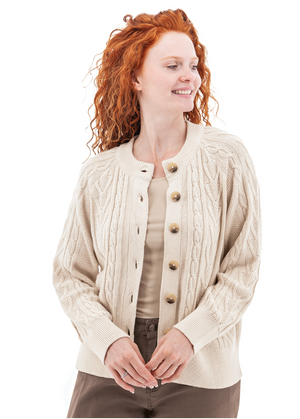 Aventura Cascade Cable Knit Cardigan | Ecru