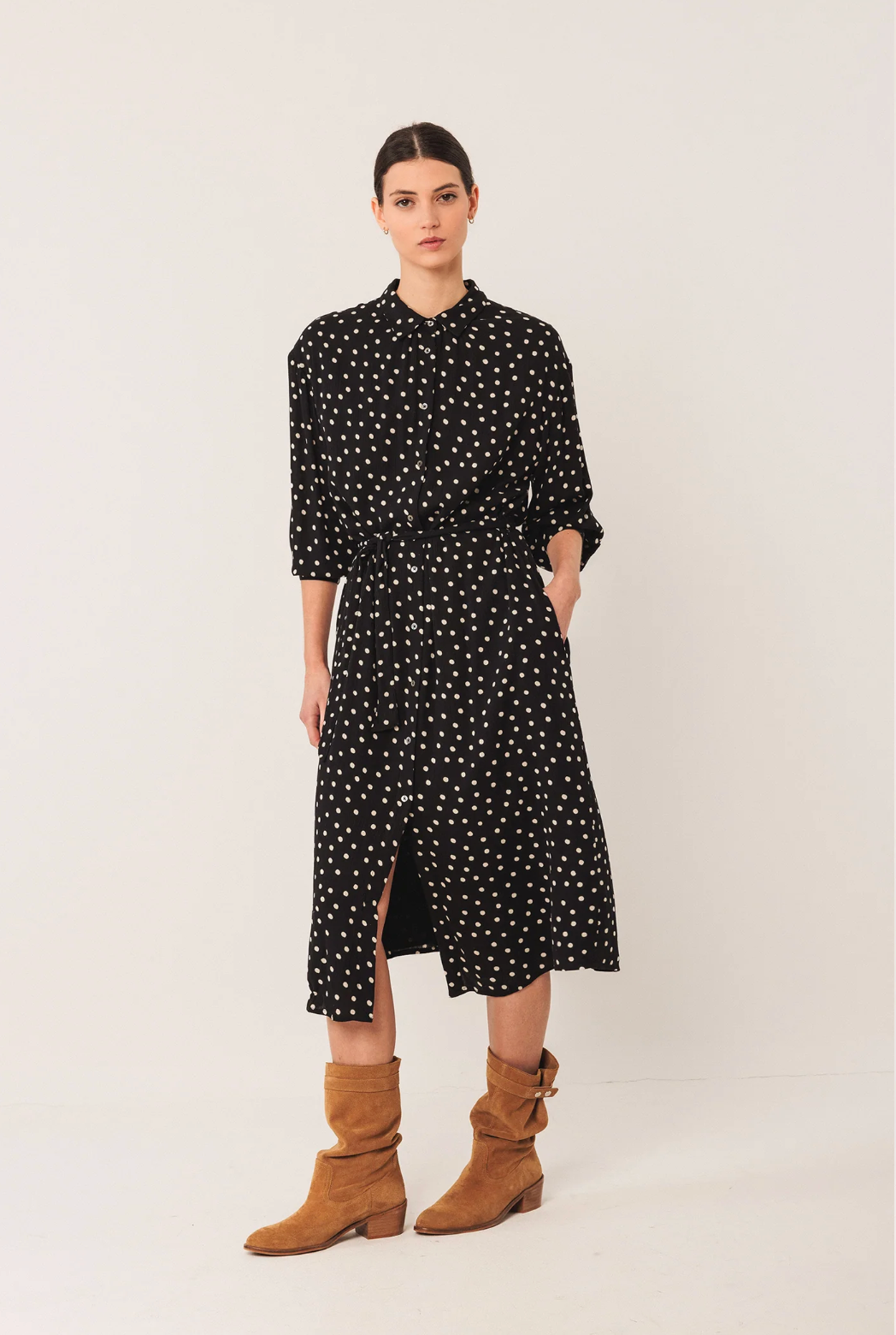 Indi & Cold Oversize Shirt Dress | Black