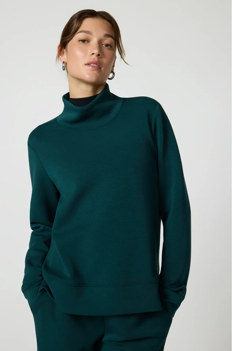 MPG Dreamweave Mock Neck Sweatshirt | Brown + Pine