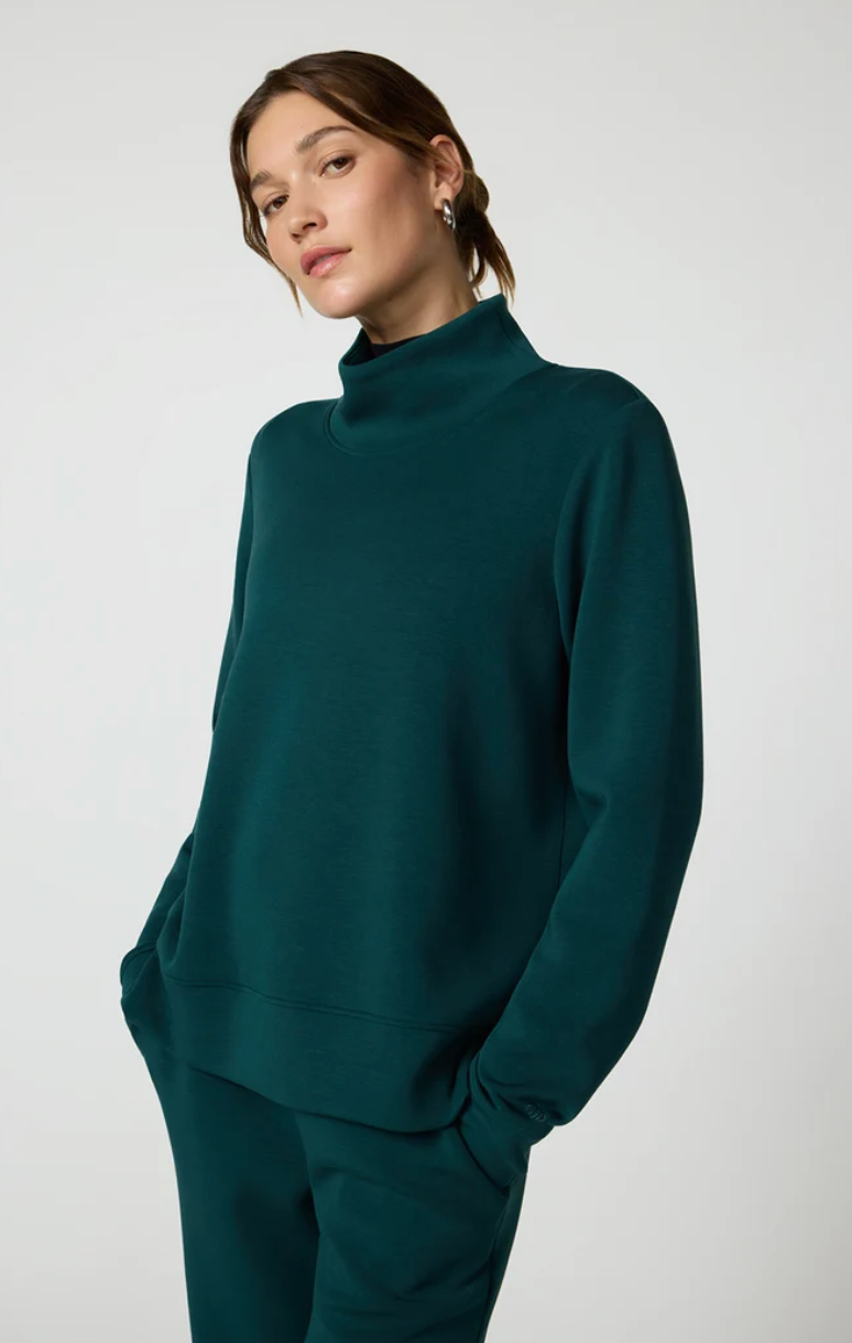 MPG Dreamweave Mock Neck Sweatshirt | Brown + Pine