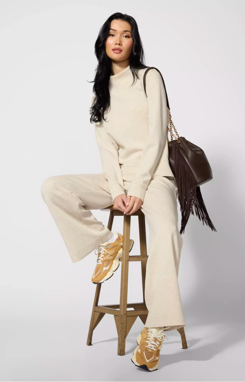 MPG Dreamweave Mock Neck Sweatshirt | Brown + Pine