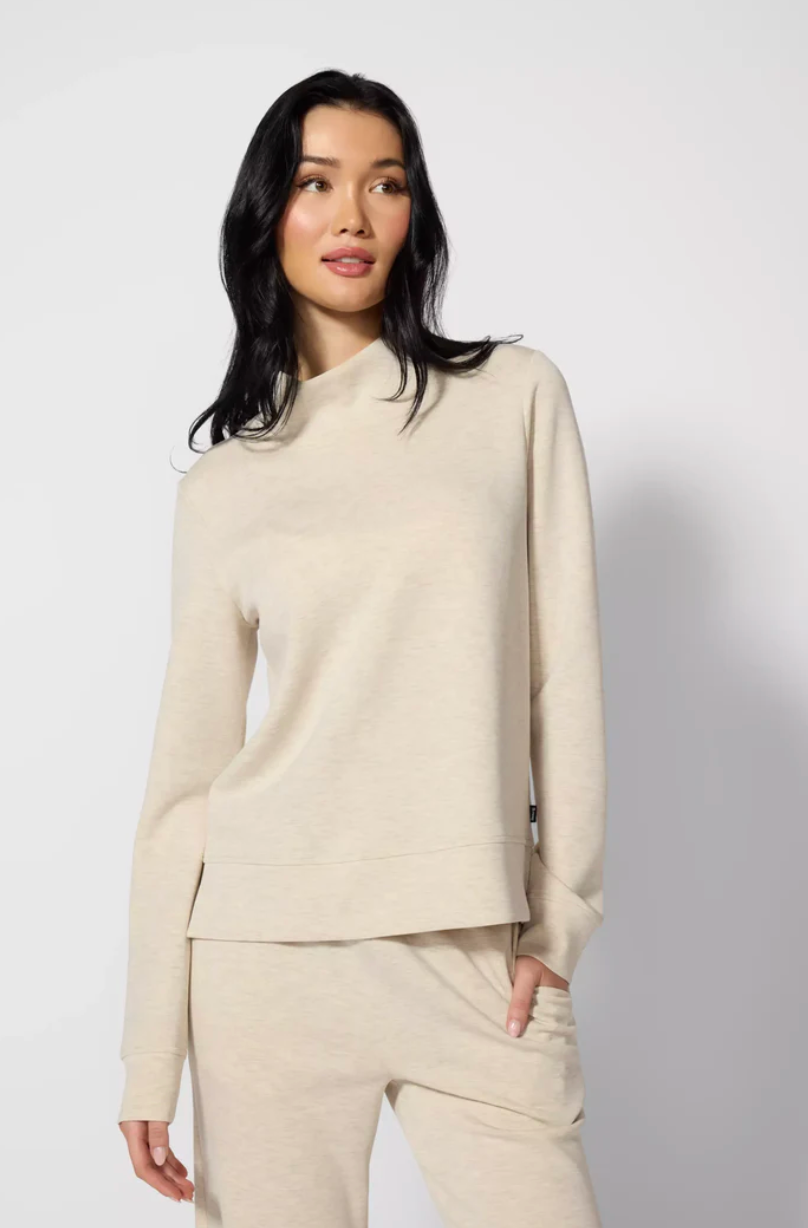 MPG Dreamweave Mock Neck Sweatshirt | Brown + Pine