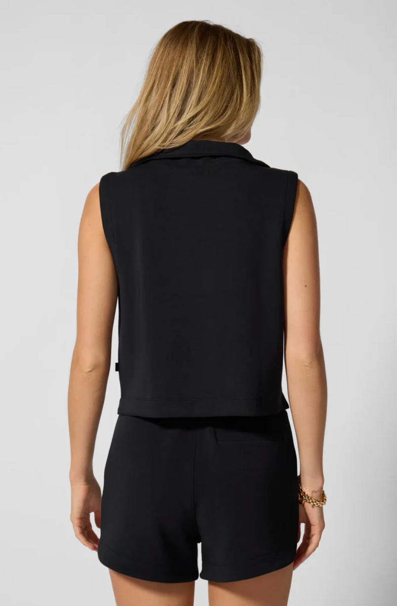 MPG Dreamweave Half Zip Mock Neck Tank | Black + Brown