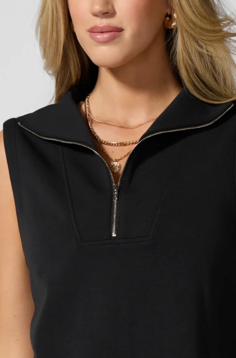 MPG Dreamweave Half Zip Mock Neck Tank | Black + Brown