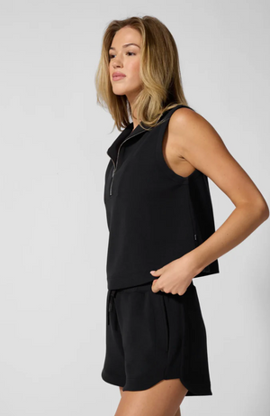 MPG Dreamweave Half Zip Mock Neck Tank | Black + Brown