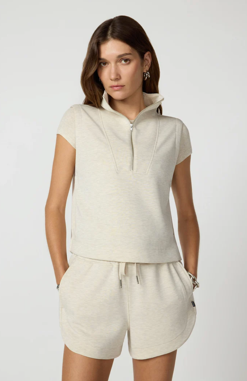 MPG Dreamweave Half Zip Mock Neck Tank | Black + Brown