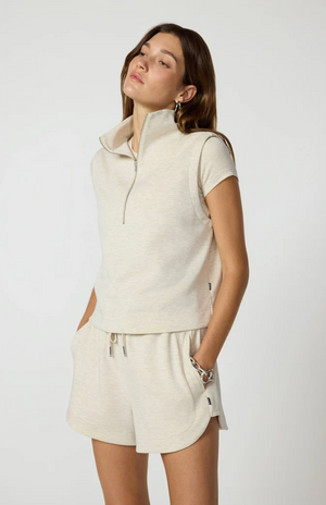 MPG Dreamweave Half Zip Mock Neck Tank | Black + Brown