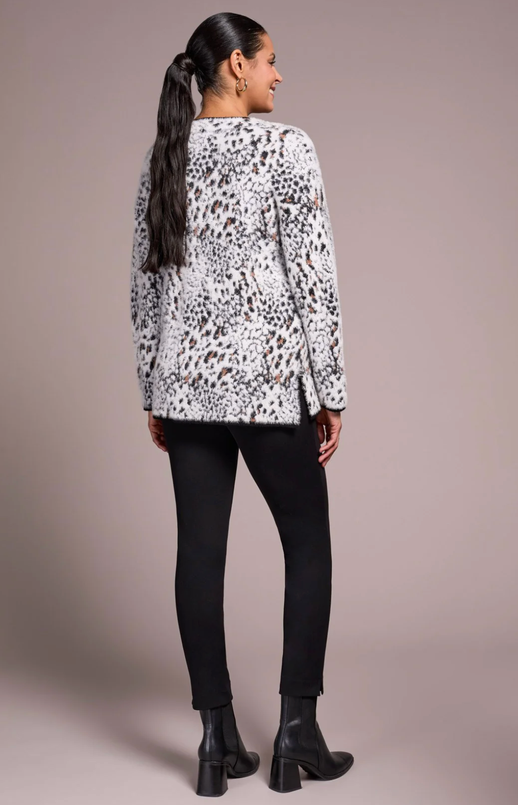 Tribal Fuzzy Animal VNeck Sweater | Moonstone