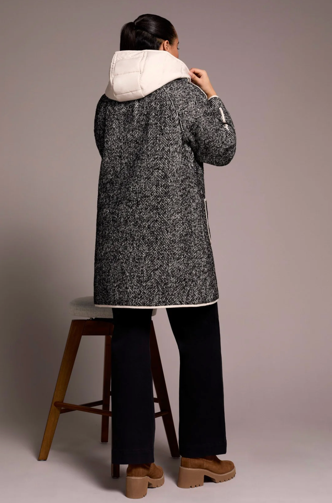 Tribal Herringbone Lightweight Fooler Coat | Charcoal